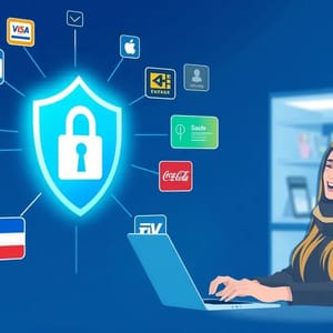 Representação mostra métodos de pagamento digitais seguros e clientes satisfeitos.