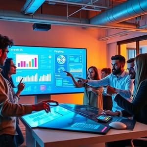 Cenário de marketing digital com foco em IA.