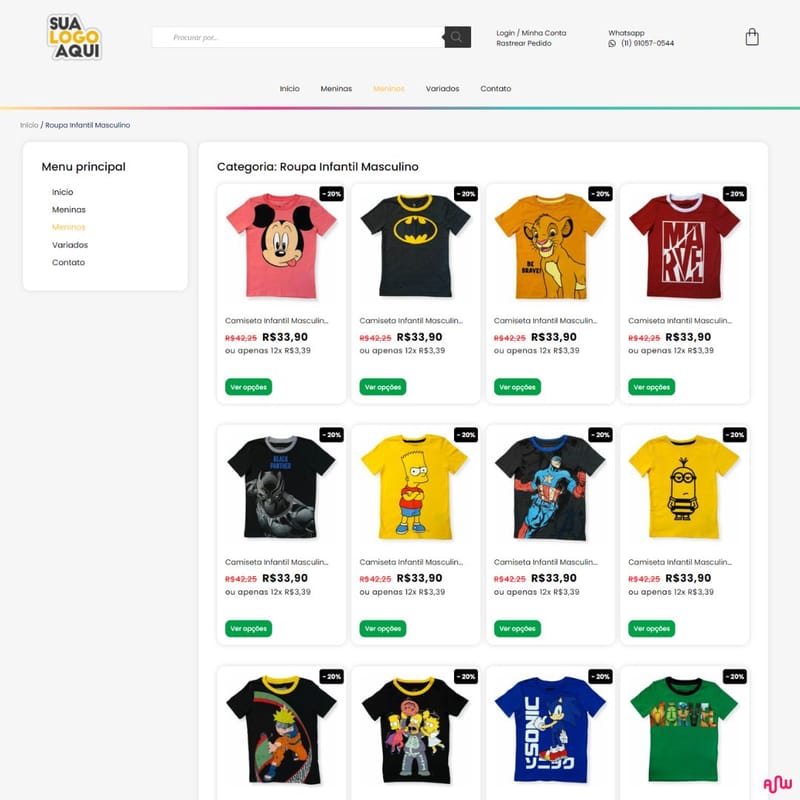 loja dropshipping pronta moda infantil pagina de categoria amplifica web min