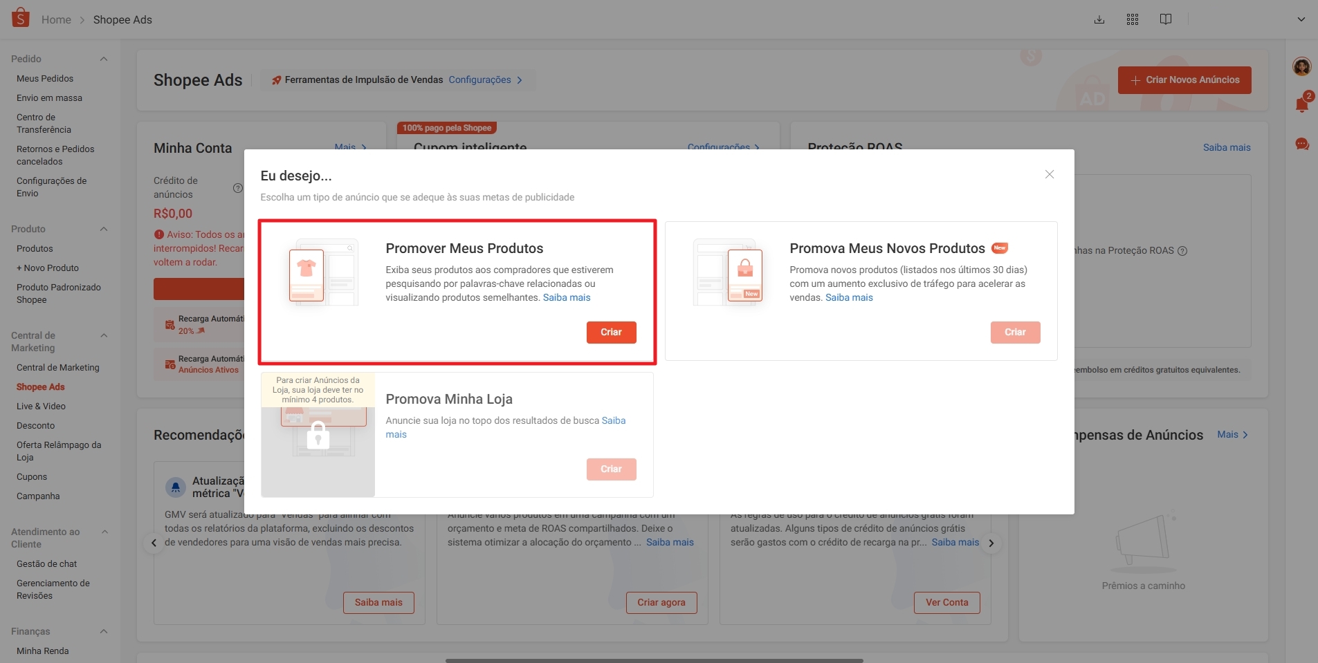 como promover meus produtos shopee ads